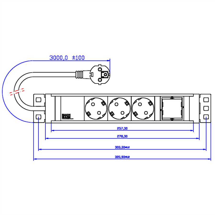 BACHMANN UNIVERSAL 3x geaard stopcontact 1x ABD