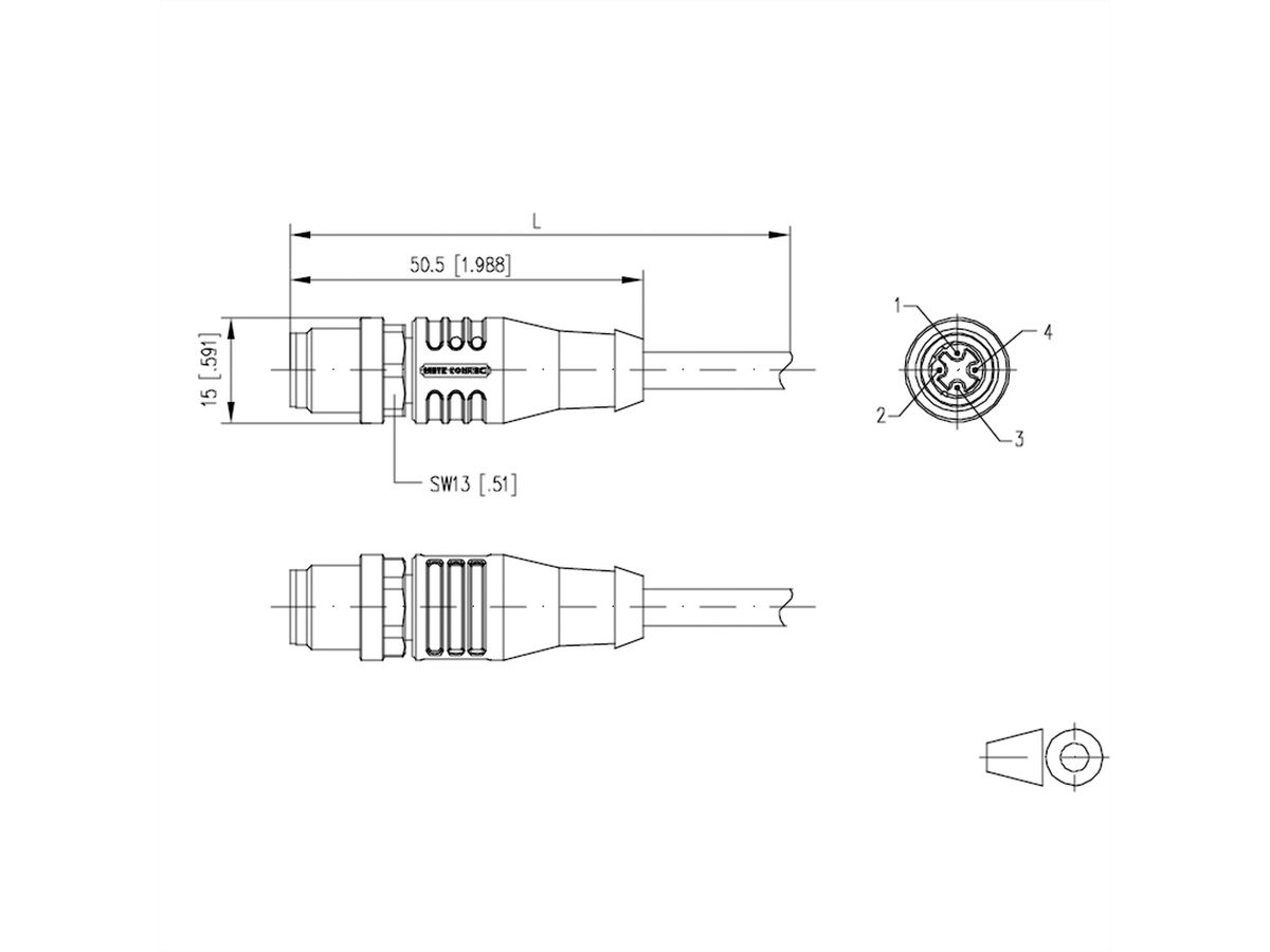 METZ CONNECT Anschlussleitung M12 Stecker 4-polig D-kodiert, 1 m