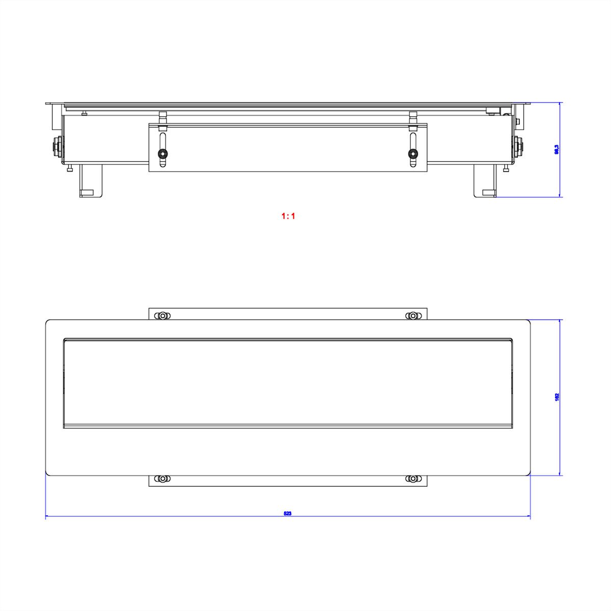BACHMANN TOP FRAME desktop unsym 8gang RAL9006 housing bw
