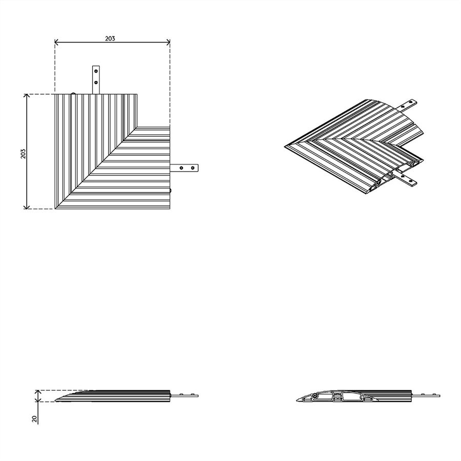 DATAFLEX Addit cable protector, corner-connection 482, silver