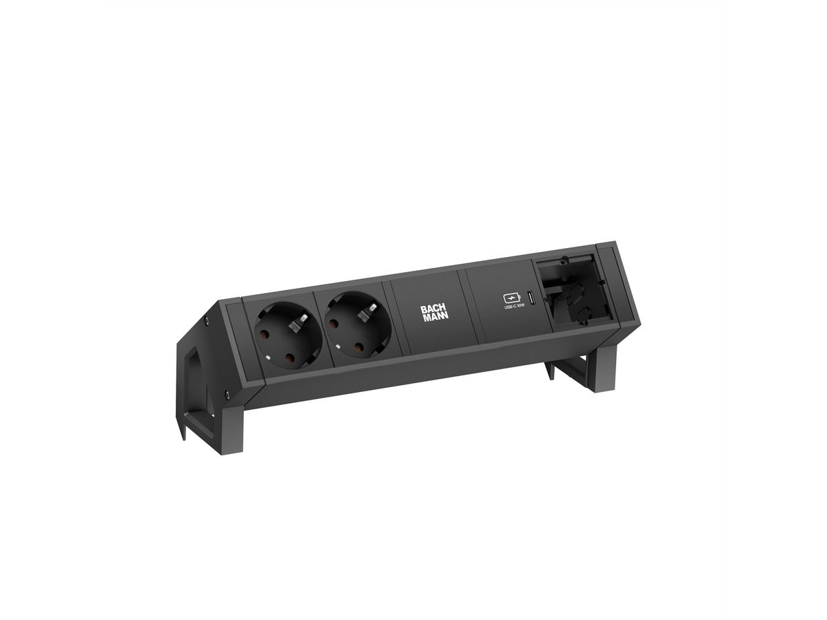 BACHMANN DESK2 2xprotective contact USB C, USB Charger 30W 1xABD 0.2m GST18 Black