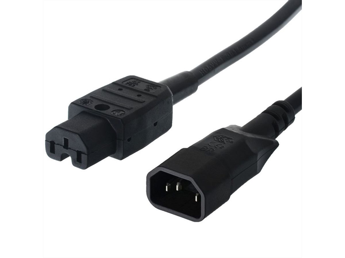 BACHMANN mains cable, cold appliance plug to hot appliance coupling, IEC320 C14/C15, 1 m