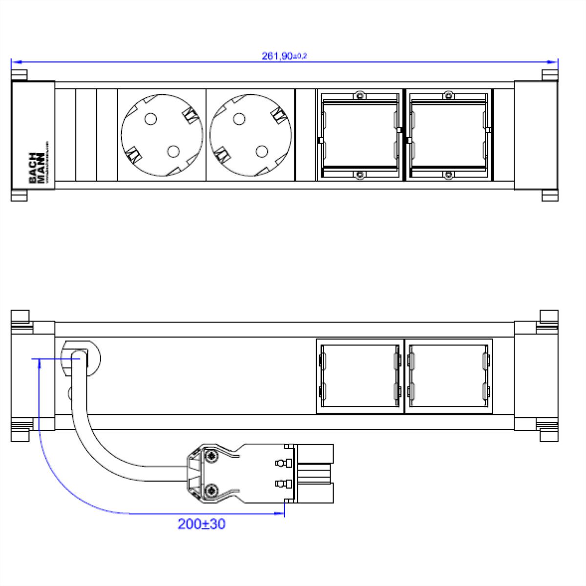 BACHMANN POWER FRAME Medium 2x earthing contact 2x ABD