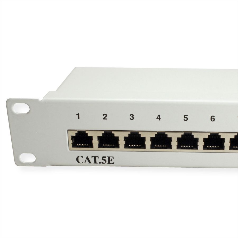 VALUE Cat.5e (Class D) 19" Patch Panel, 24 Ports, STP, grey