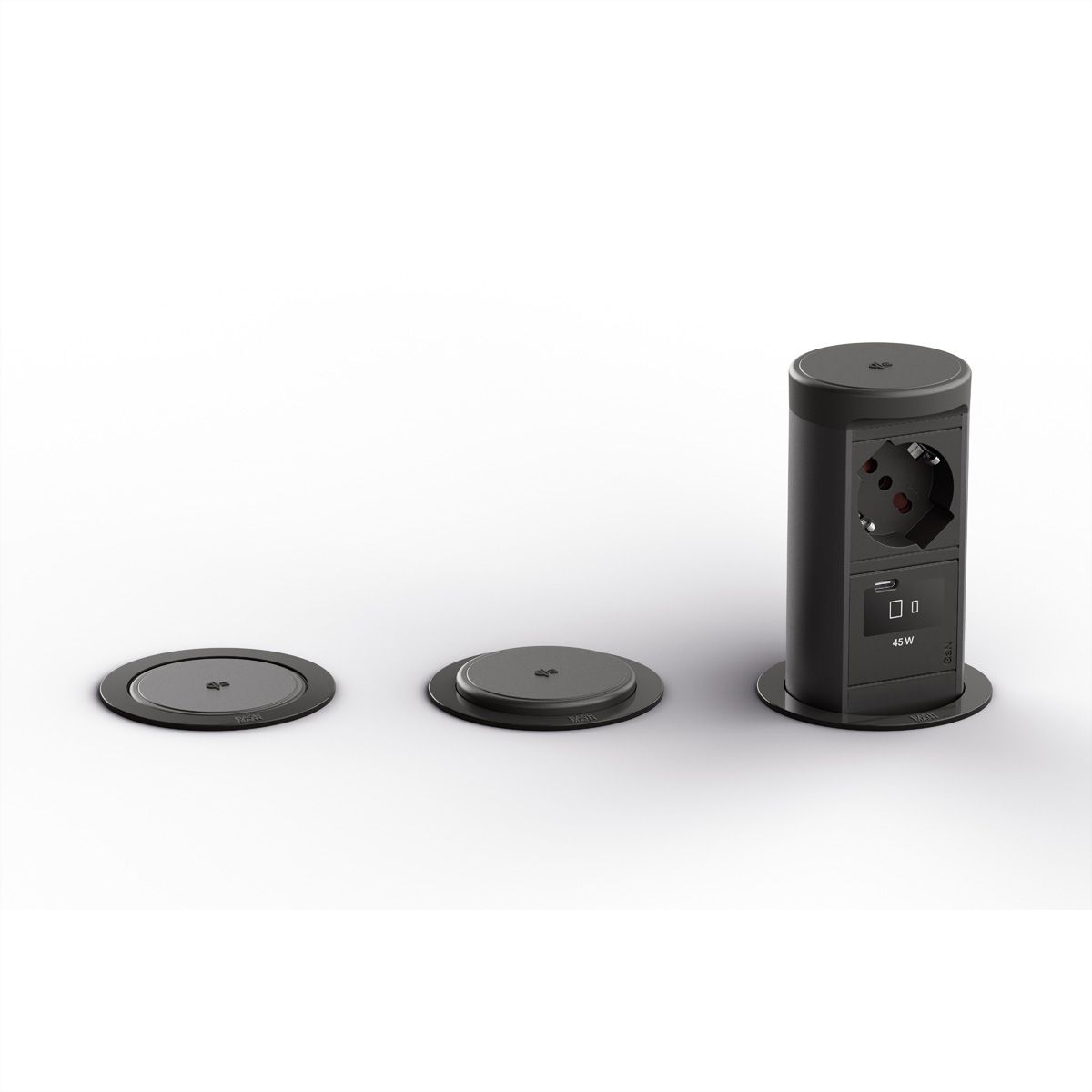 BACHMANN ELEVATOR2 1xP40 1xUSB C, Wireless Charger 15W RAL9005 2.0 m AEH