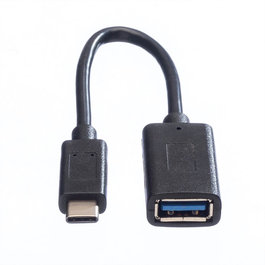 VALUE USB 3.2 Gen 1 Kabel, USB Type C - A, M/F, OTG, VALUE USB 3.2 Kabel, USB Type C - A, M/F, OTG , zwart, 0,15 m