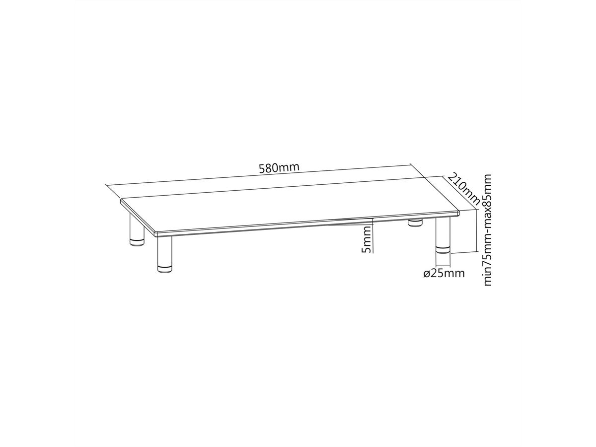 LCD Monitor Stand, Tempered Glass Surface Risers (Square) with adjustable metal feet