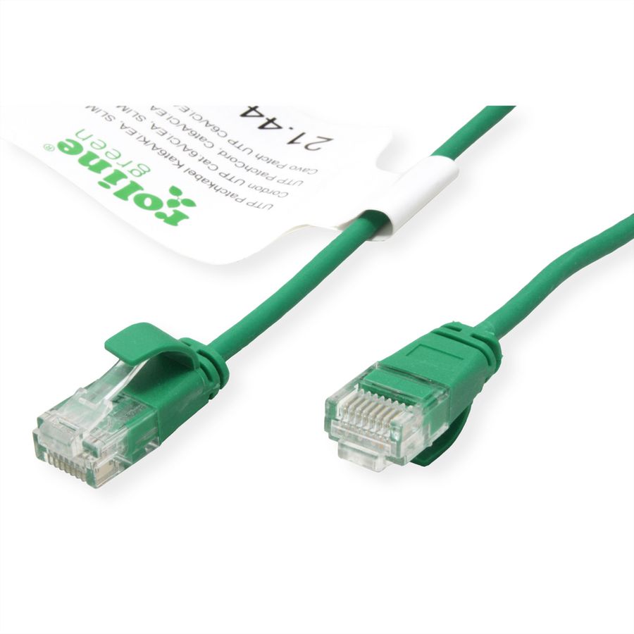 ROLINE GREEN UTP patchkabel Cat.6A (Class EA), LSOH, extra dun, groen, 1 m