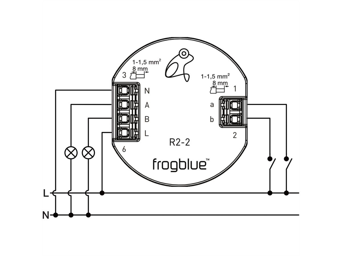 frogblue frogRelay2-2-PF, 2-kanaals relaisschakelaar met 2 in- en uitgangen