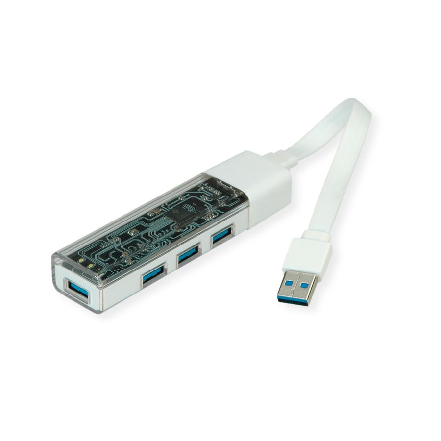 ROLINE Mobile USB 3.2 Gen 1 Hub, 4-poorts, Type A+C verbindingskabel