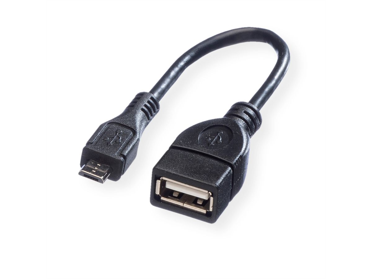 VALUE USB 2.0 Kabel, USB A Female - Micro USB B Male, OTG, 0,15 m