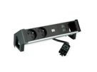 BACHMANN DESK2 ALU ZWART 2xUTE 1xCM 1xUSB A/C 22W 0,2m GST18