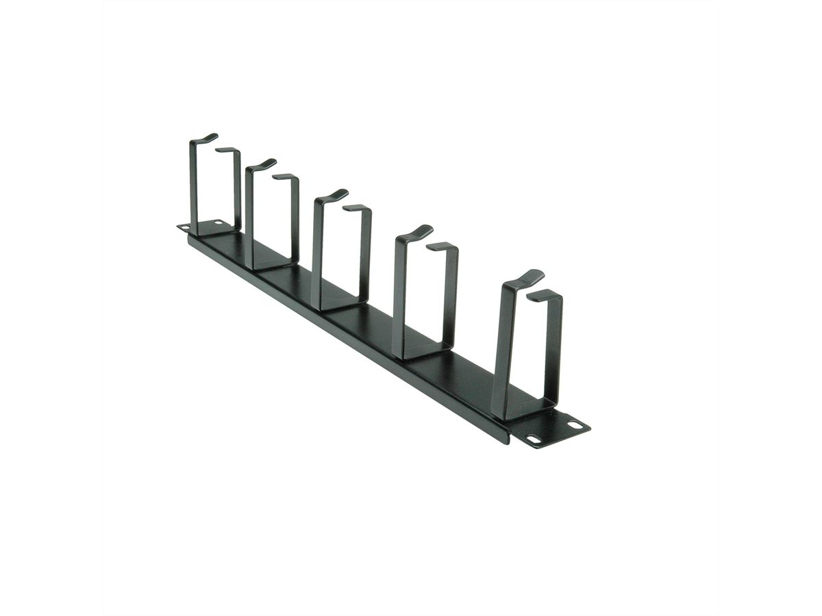 VALUE 19" 1U Cable Management Plate, G-Type, 5 Hooks, black
