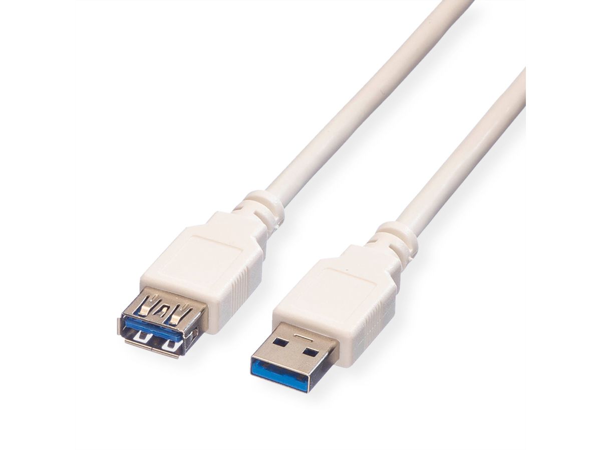 VALUE USB 3.2 Gen 1 Kabel, type A-A, M/F, wit, 1,8 m