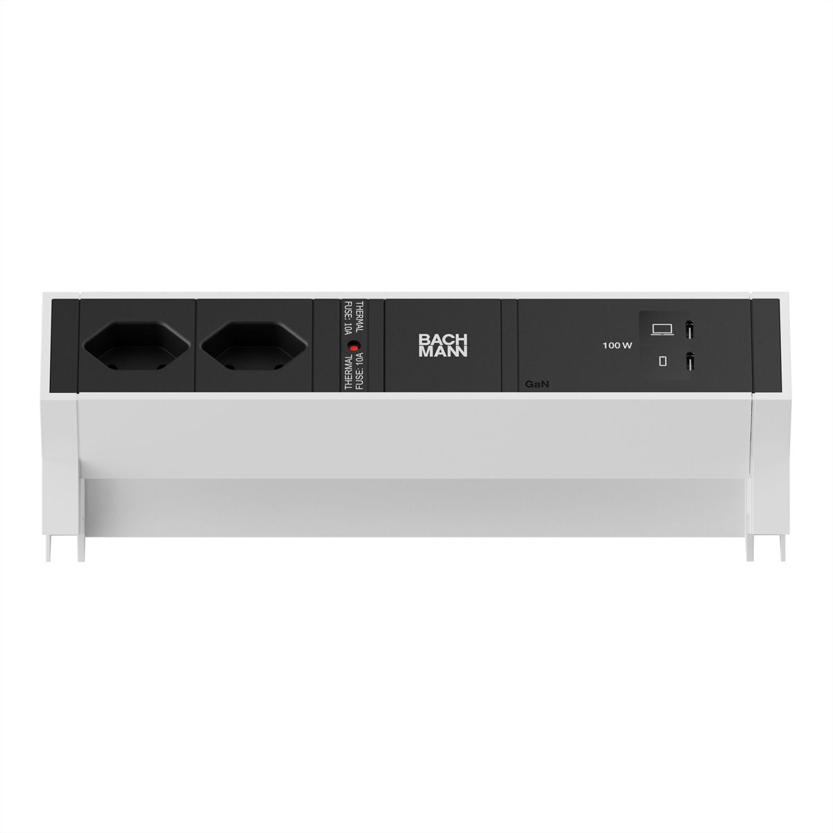 BACHMANN DESK2 2xCH 90° 1xUSB C/C 100W, L=0.2m RAL9010