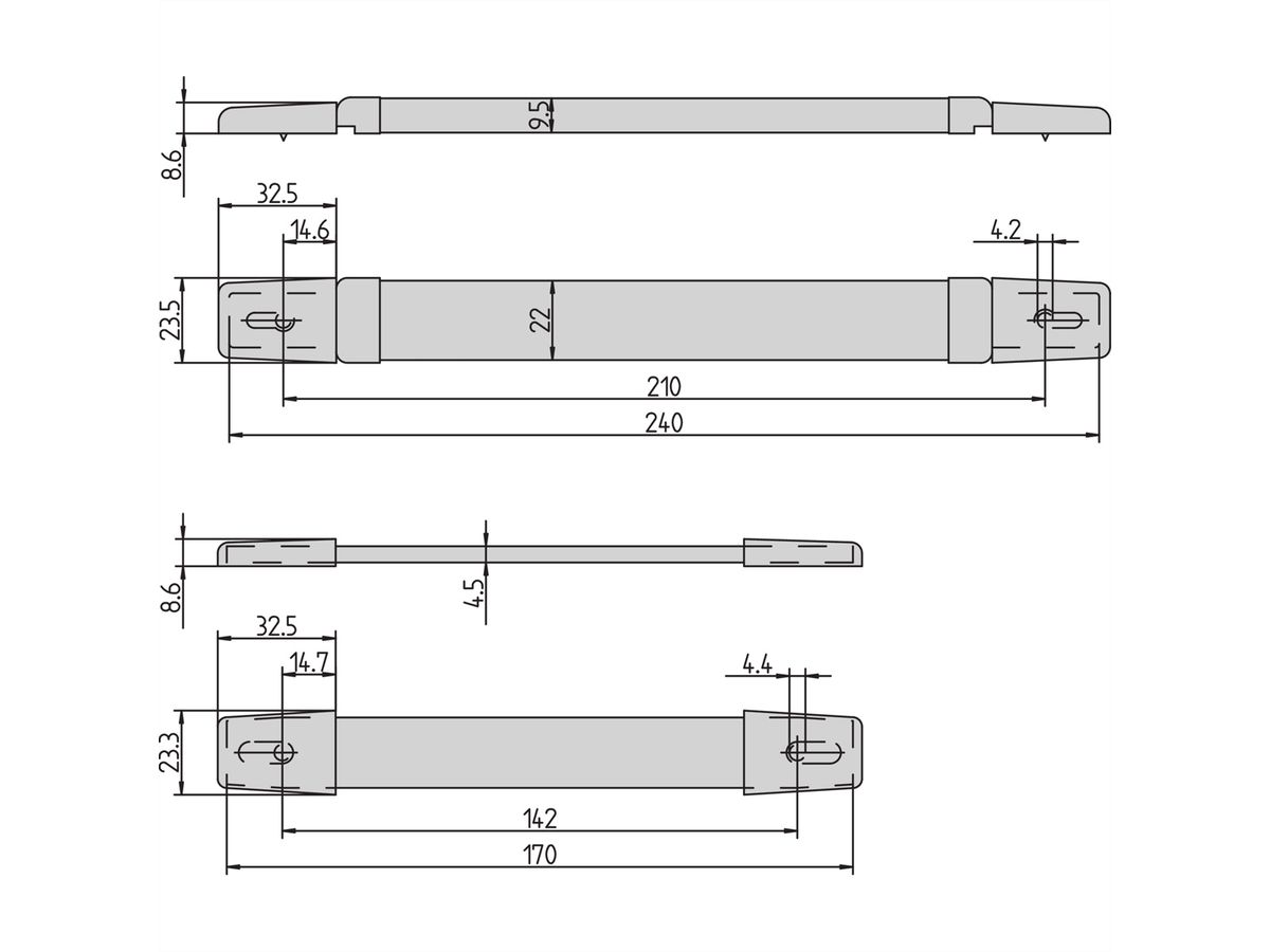 SCHROFF Riemgreep universeel, breedte 22 mm, 240 mm