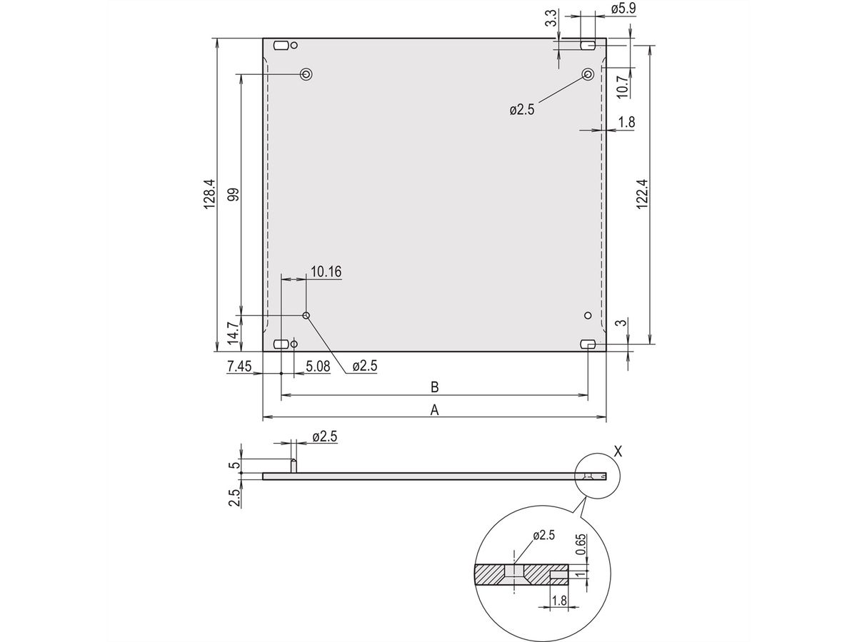 SCHROFF HF-frame type insteekmodule voorpaneel, ombouw afscherming met stalen pakking, 3 HE, 21 HE