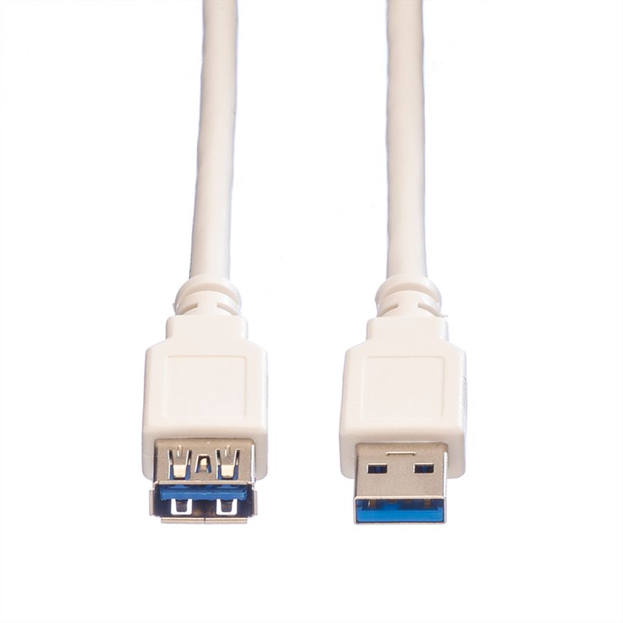 VALUE USB 3.2 Gen 1 Kabel, type A-A, M/F, wit, 0,8 m