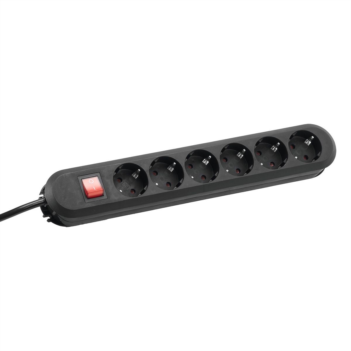 BACHMANN SMART socket strip 6x earthing contact, switch, black, 5 m