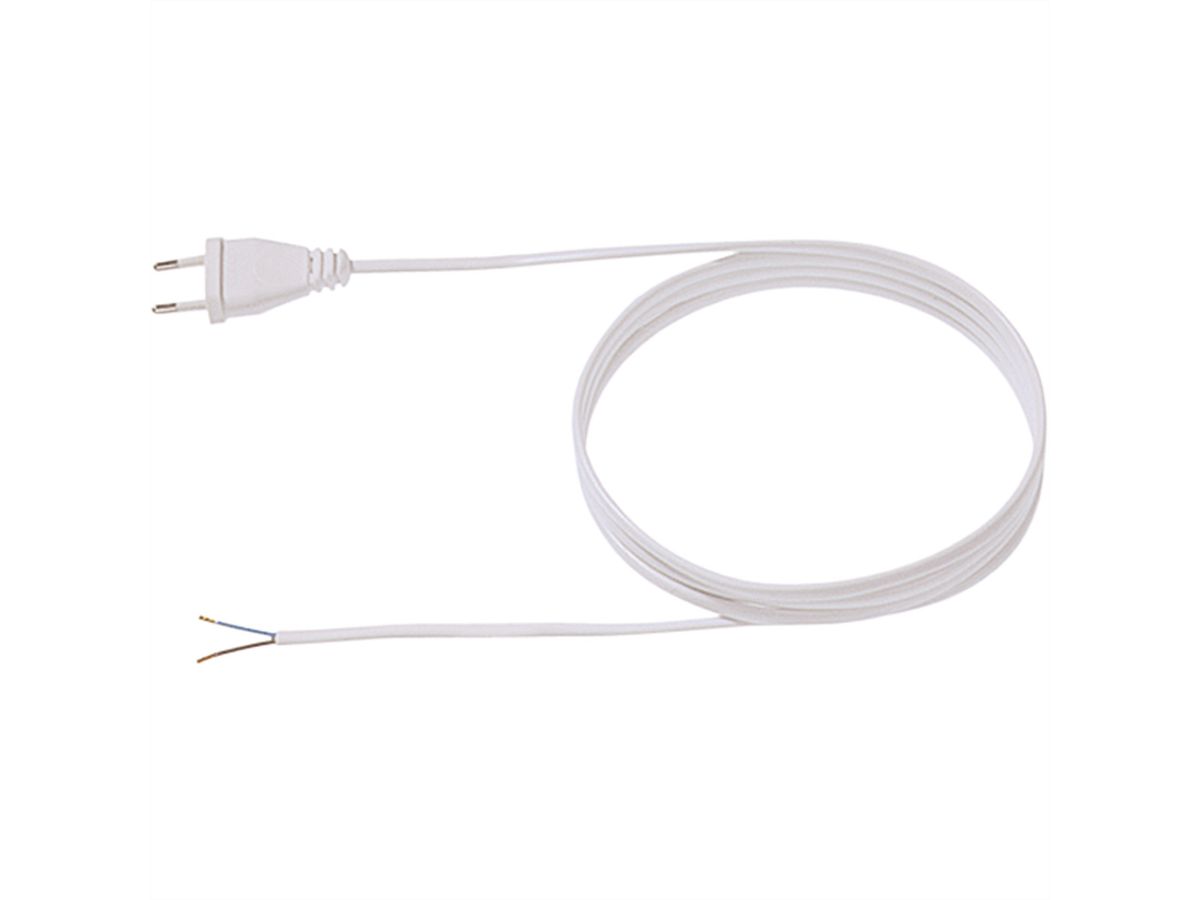 BACHMANN supply cable 2x0.75 2m white, H03VVH2-F Euro plug unpacked