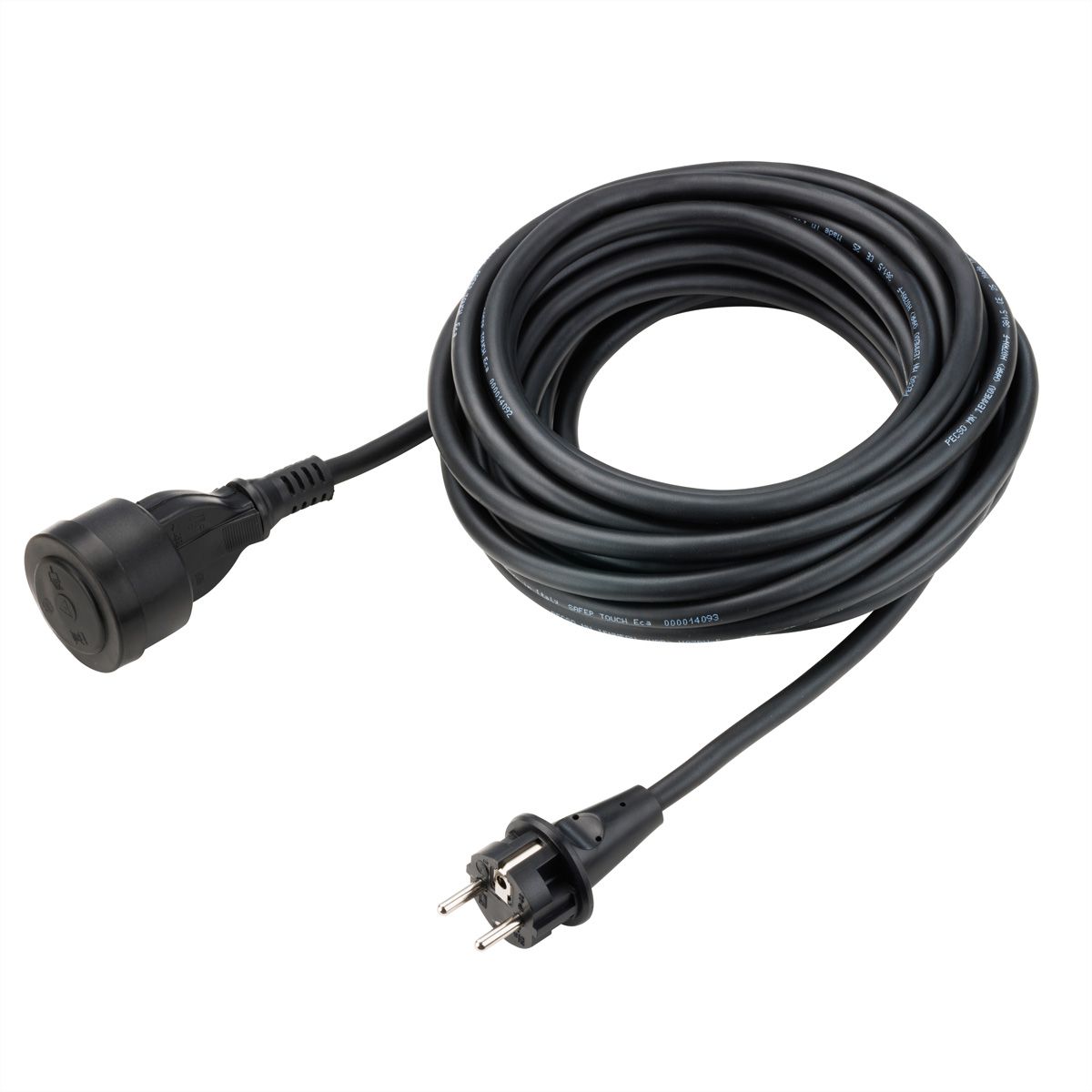 BACHMANN Extension 3G1,5mm² bw, 1m, H07RN-F rubber/neoprene earthing contact, black, 10 m