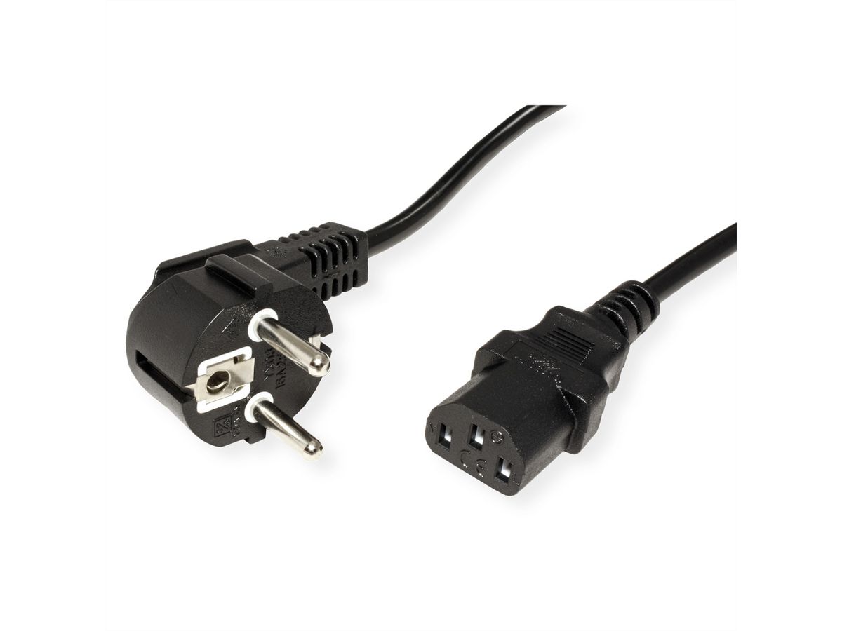 STANDARD Power Cable, straight IEC Conncector, black, 1.8 m