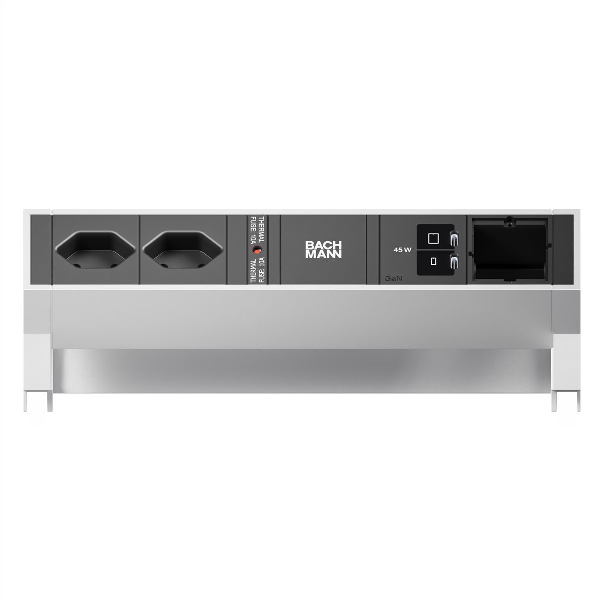 BACHMANN DESK2 2xCH 90° 1xUSB C/C 45W, 1xCM L=0.2m INOX