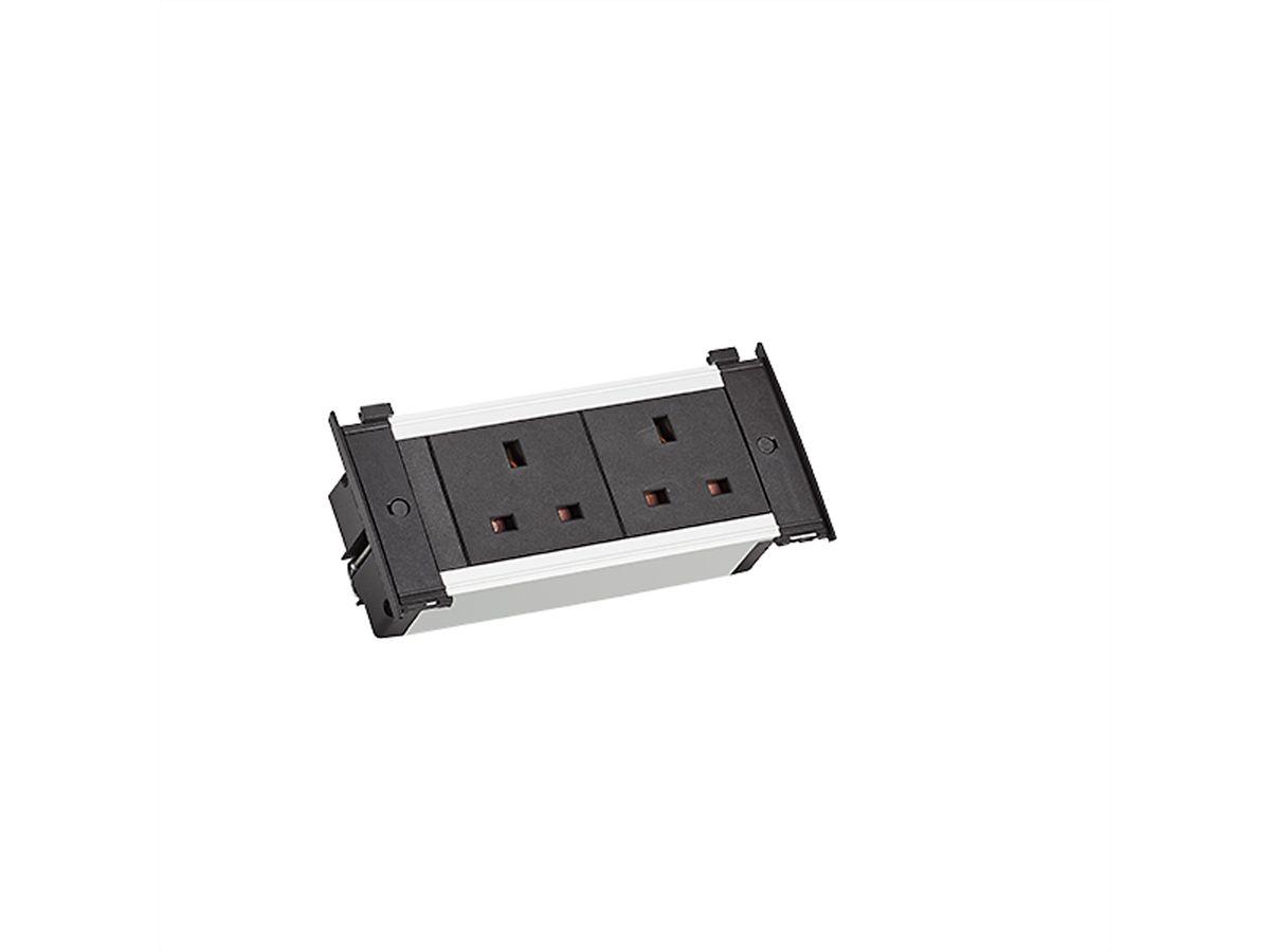 BACHMANN KAPSA XS 2xUK 13A zwart, Stroom 2,0m UK 13A Verenigd Koninkrijk