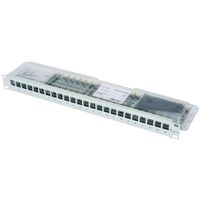 19" Modulair patchpaneel 1 HE, met 24 AMJ-S modules Cat. 6A (klasse EA) (ISO/IEC), grijs