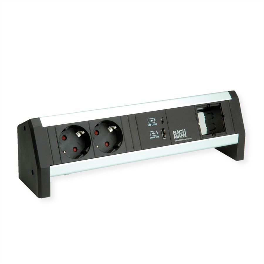 BACHMANN DESK 2xprotective contact USB A&C, USB Charger 22W 1xABD GST18