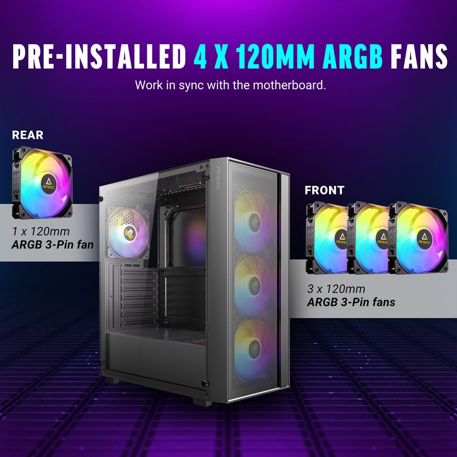 ANTEC AX65 ARGB PC case Midi Tower Gaming ATX, black