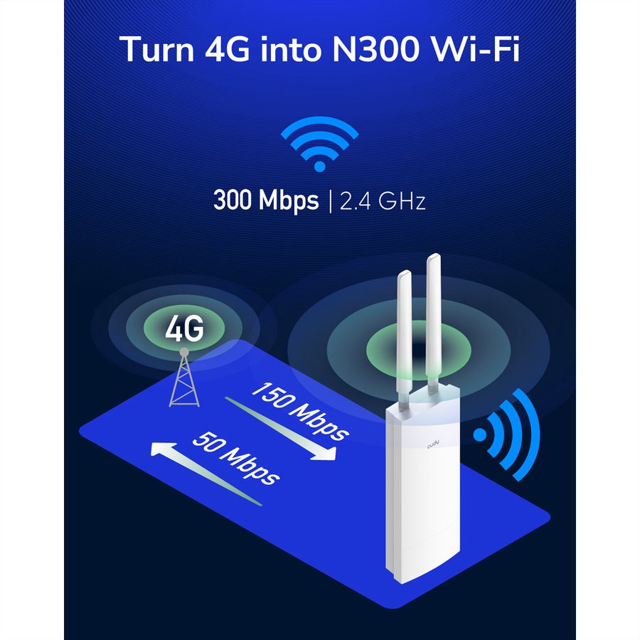 CUDY LT400 Outdoor 4G Wi-Fi Router LTE Cat 4 N300