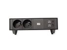 BACHMANN DESK2 2xUTE 1xUSB A/C 22W, GST18 RAL9005, schwarz, 0,2 m