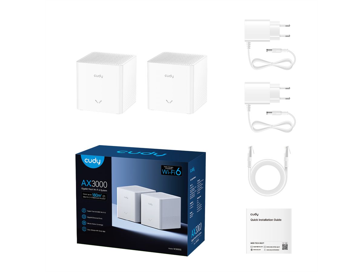 CUDY M3000S AX3000 Wi-Fi 6 Mesh Lösung, 2-Pack