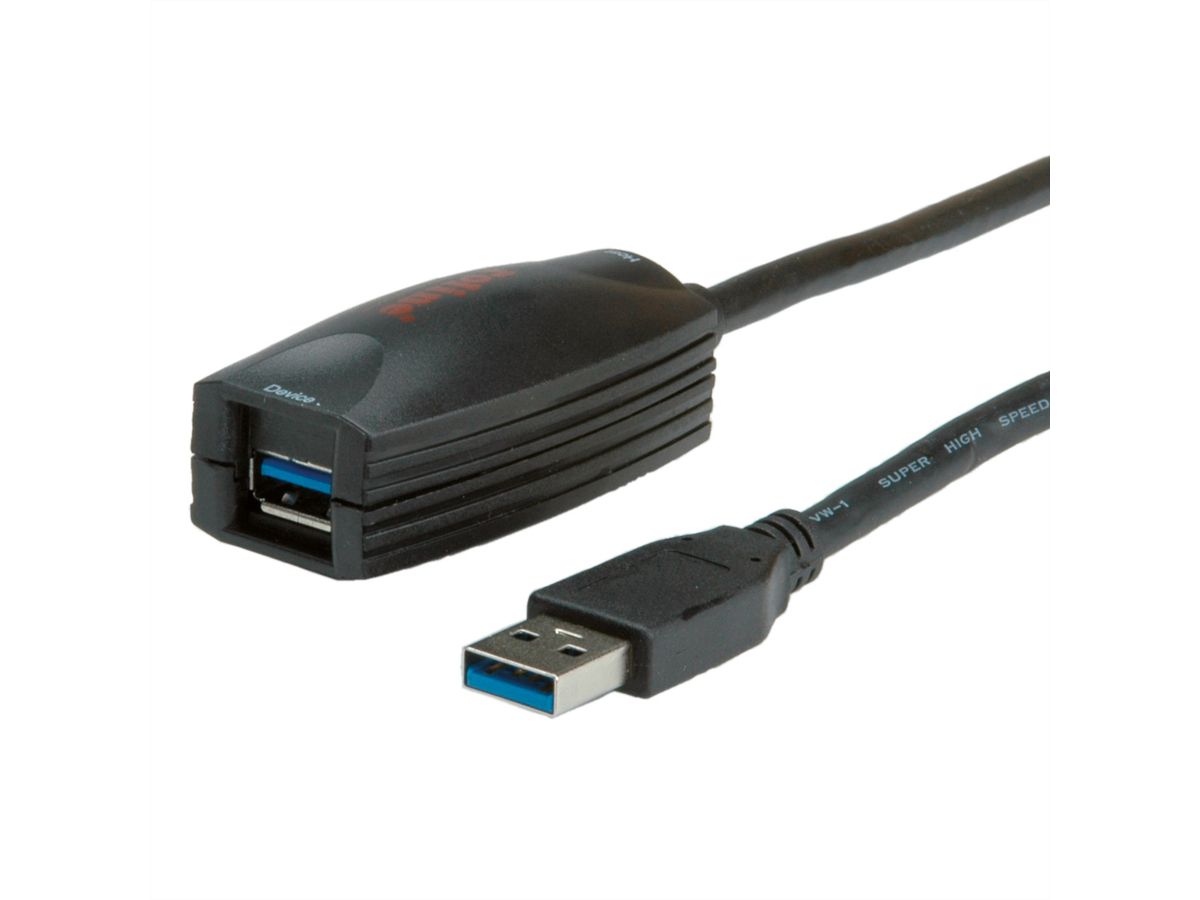 ROLINE USB 3.2 Gen 1 Actieve Repeater kabel, zwart, 5 m