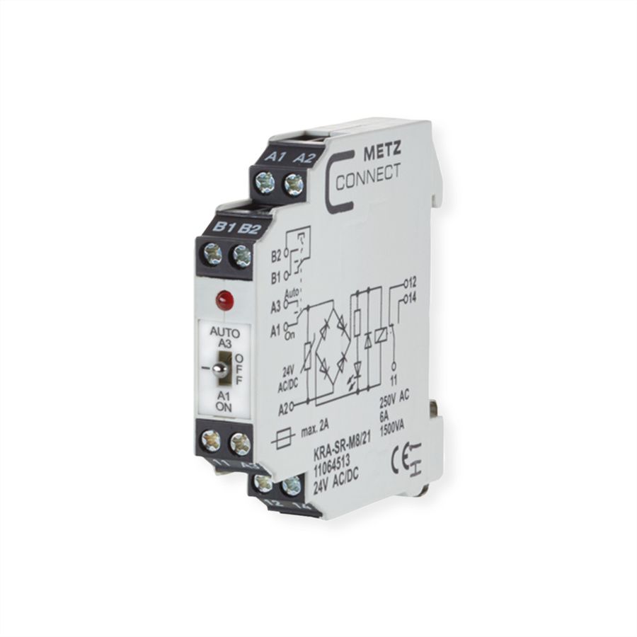 METZ CONNECT KRA-SR-M8/21, 1 wisselcontact, 24 V AC/DC