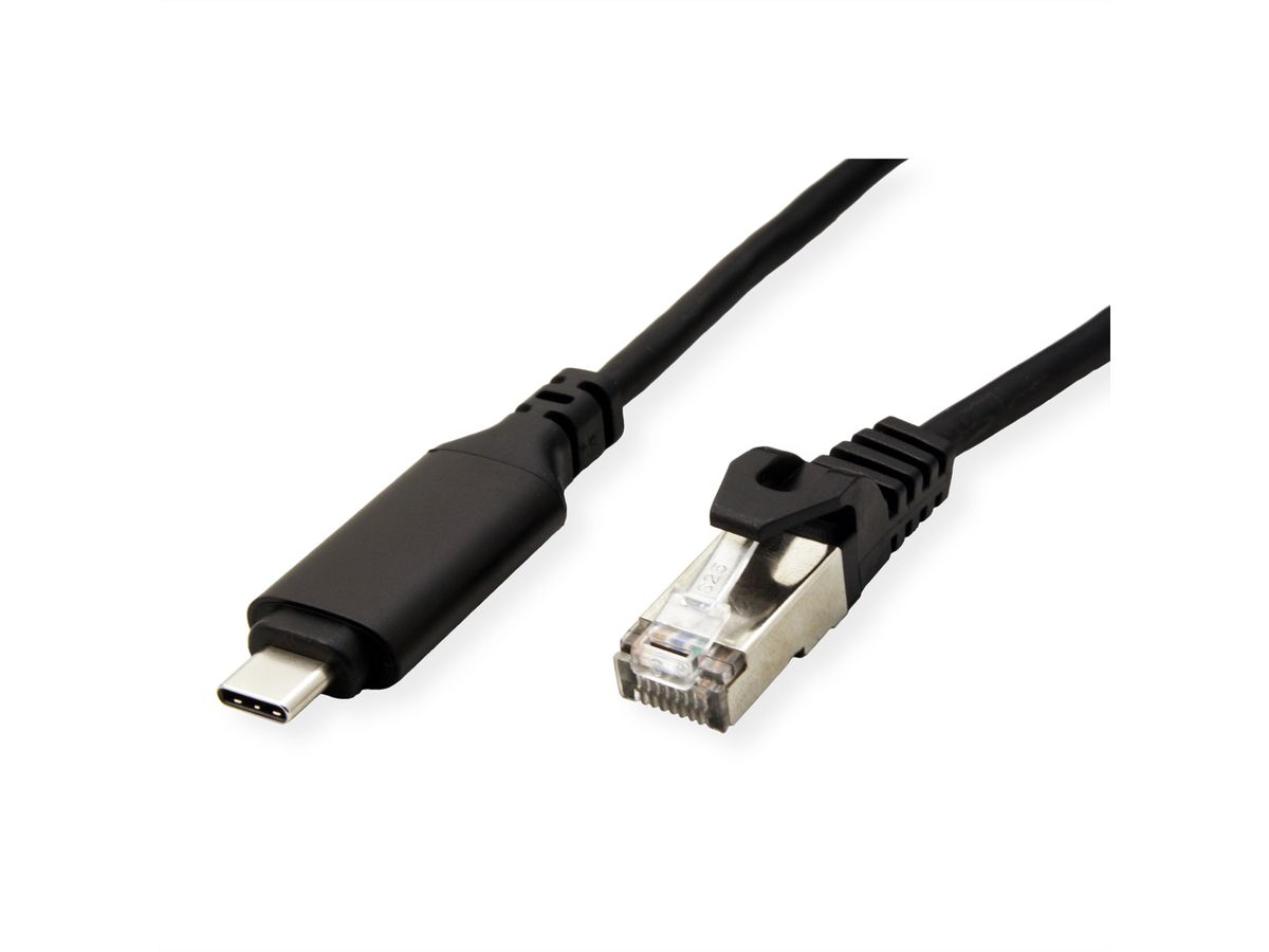 ROLINE USB 3.2 Gen 2 Type C naar Gigabit Ethernet-converterkabel, zwart, 1 m