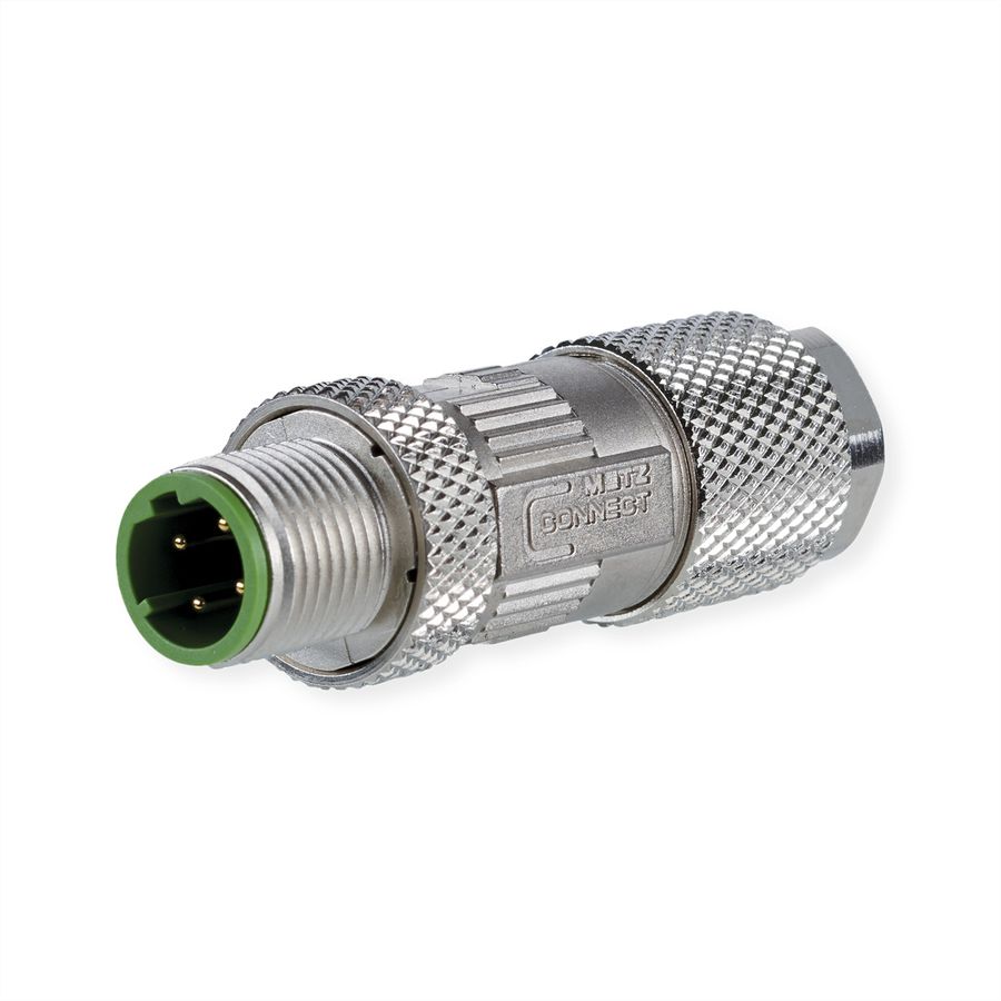 METZ CONNECT M12 connector, D-gecodeerd, IP67 Cat. 5, in het veld te bevestigen, recht