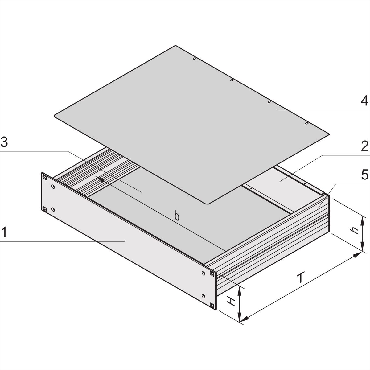 SCHROFF MultipacPRO 19" Chassis, Aluminum, Plain Top and Base, 4 U, 400 mm