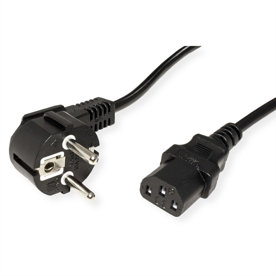 STANDARD Power Cable, straight IEC Conncector, black, 1.8 m