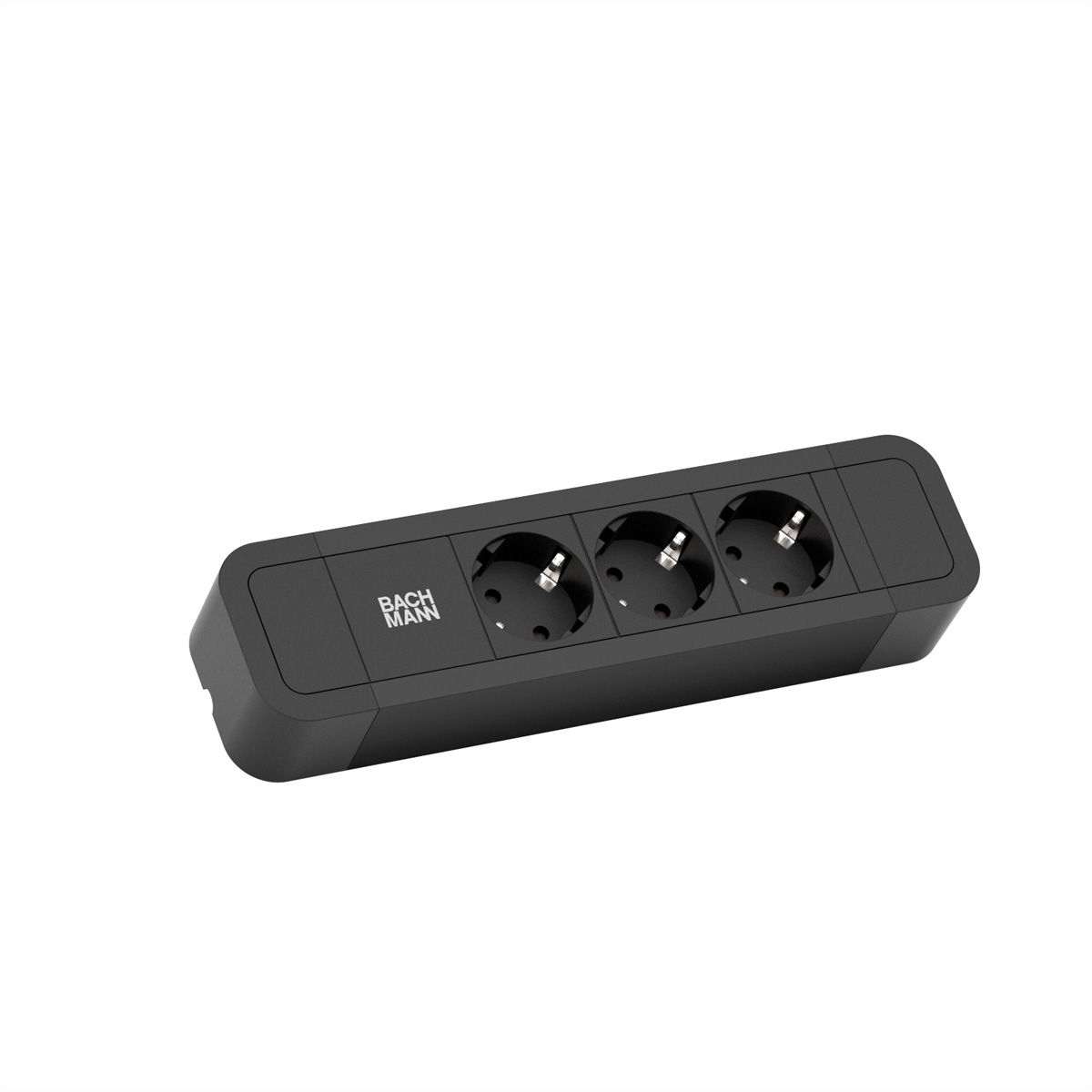 BACHMANN PRIMO2 socket strip 3x earthing contact, aluminium, black, 2 m