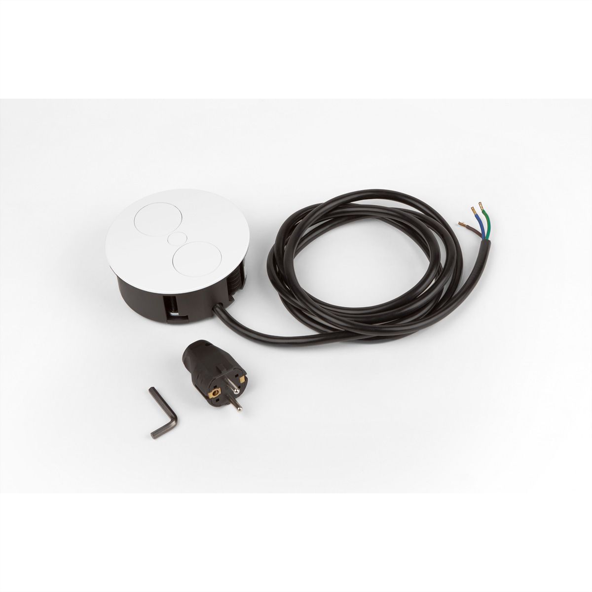 BACHMANN TWIST 2x earthing contact, wire end ferrules, earthing contact assembly plug, white, 2 m
