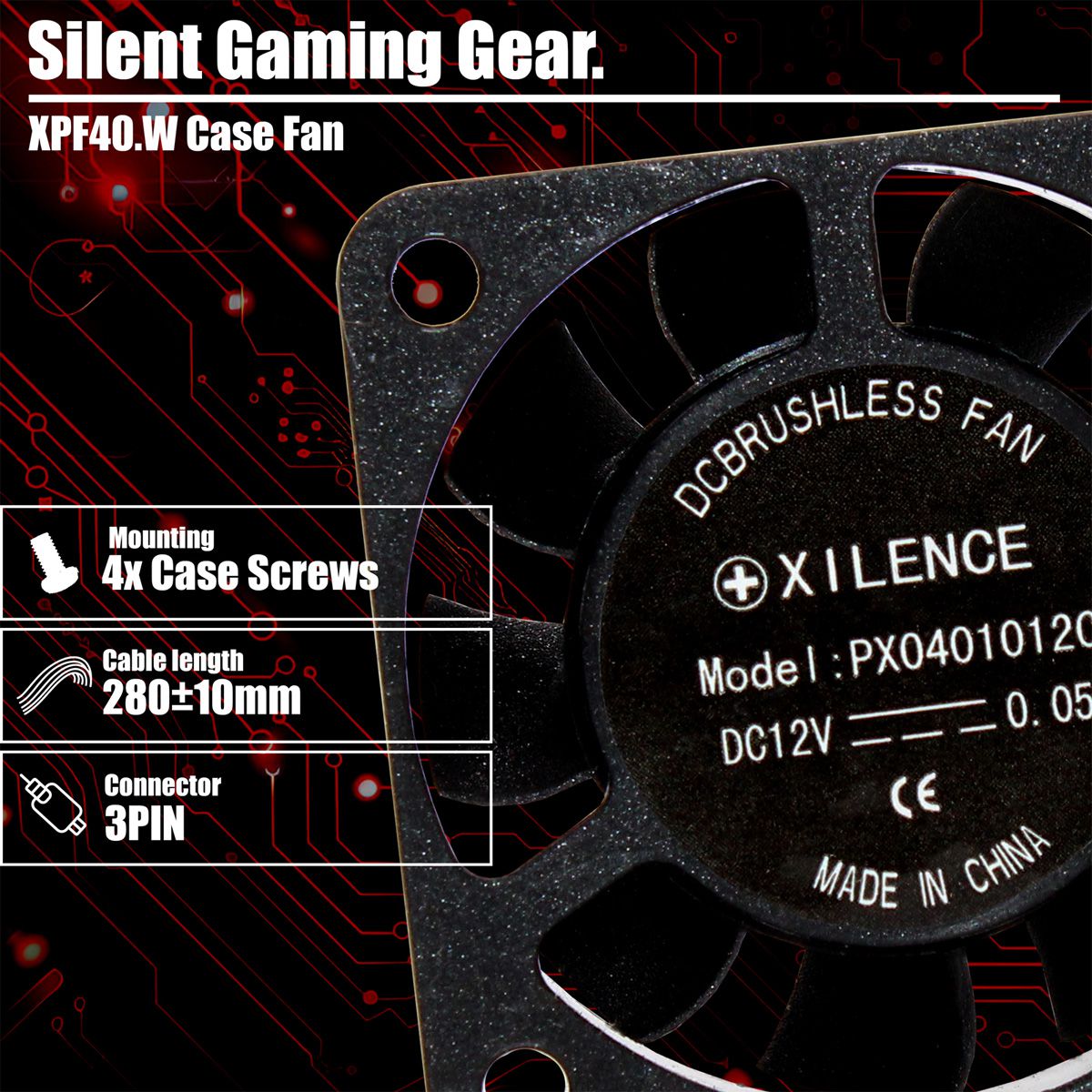 Xilence XPF40.W 40mm Case Fan, 3PIN, White Box