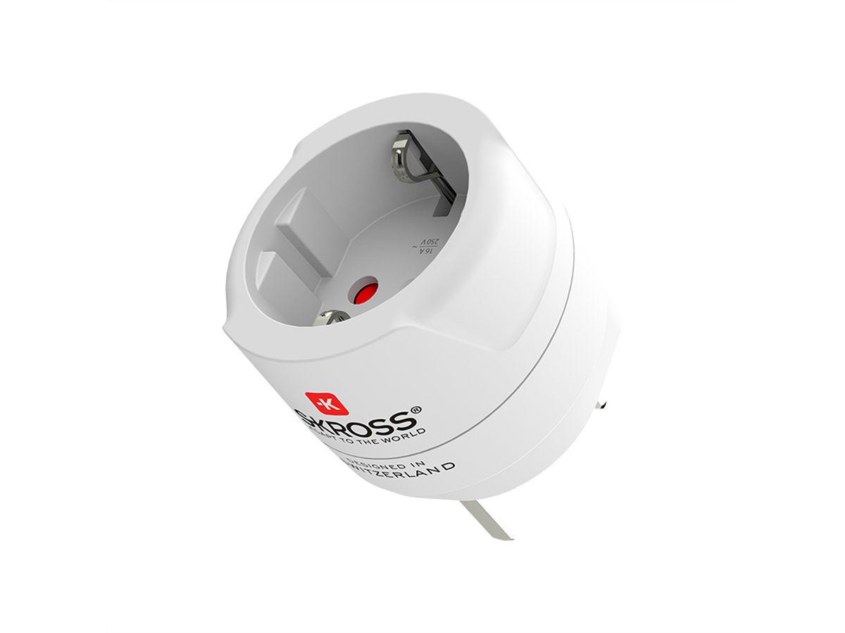 Skross Europe to UK Travel Adapter, for 2- and 3-pole devices