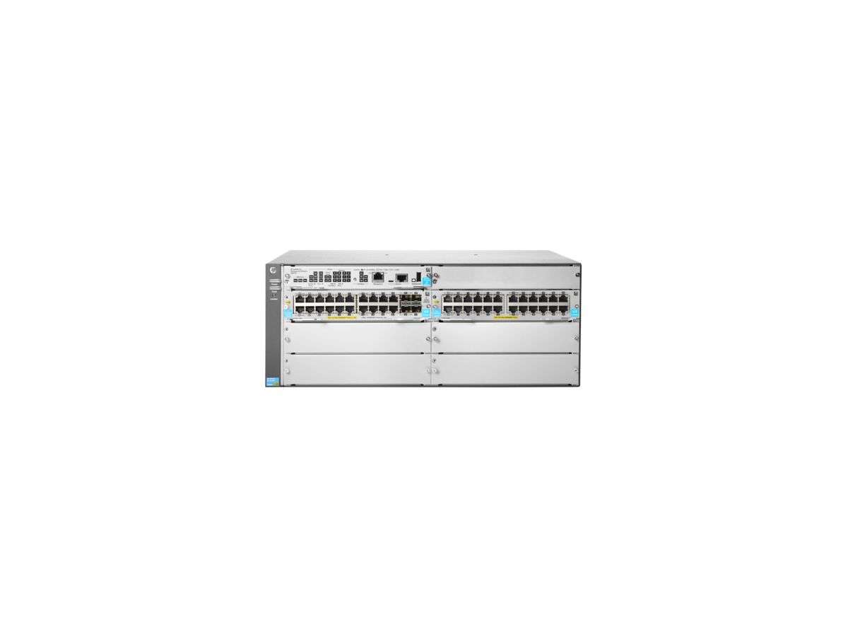 Hewlett Packard Enterprise 5406R 44GT PoE+ & 4-port SFP+ (No PSU) v3 zl2 Beheerde netwerkswitch L3 Gigabit Ethernet (10/100/1000) Power over Ethernet (PoE) 4U Grijs