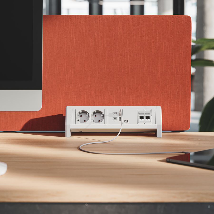 BACHMANN DESK 2xCEE7/3 1xUSB A/C 22W 1xCM GST18 RAL9010