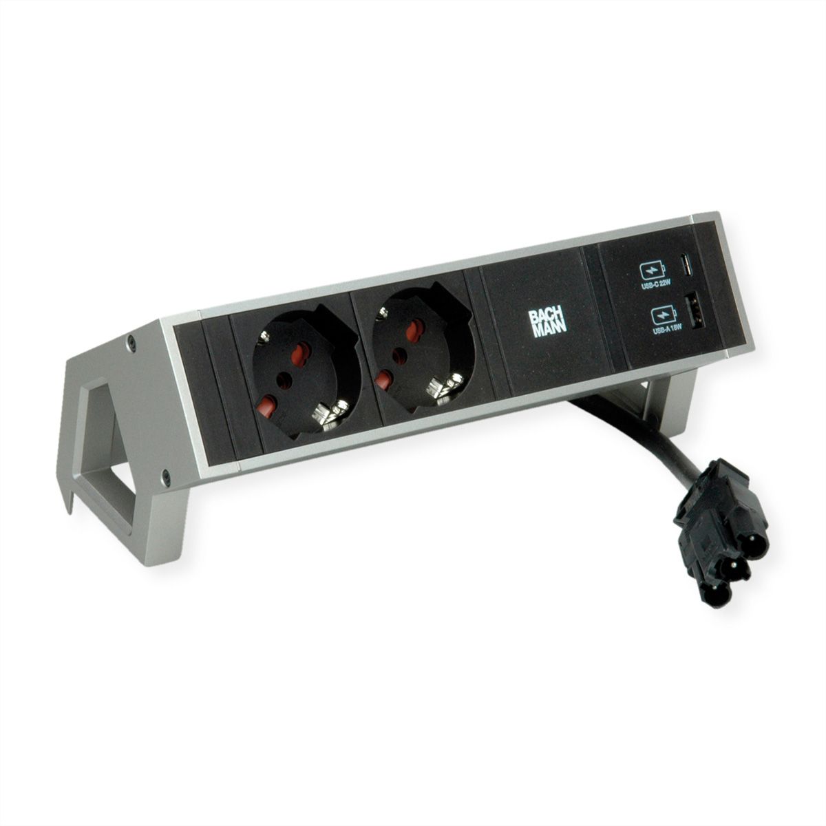 BACHMANN DESK2 2xP40 1xUSB A/C 22W, 0.2m GST18 INOX Italia
