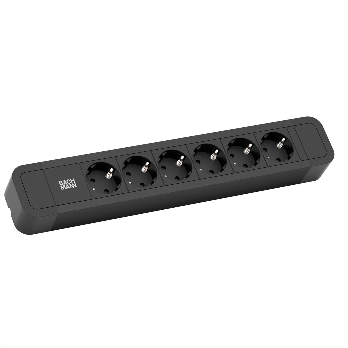 BACHMANN PRIMO2 socket strip 6x earthing contact, aluminium, black, 2 m