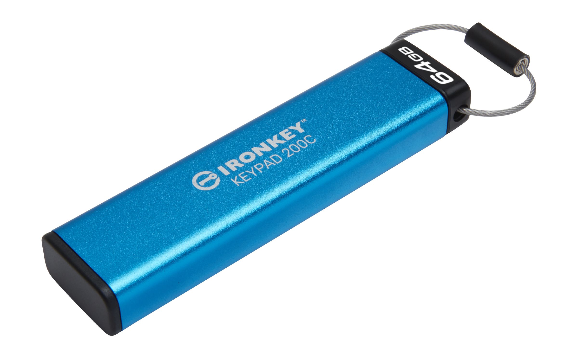 Kingston Technology IronKey Keypad 200 USB flash drive 64 GB USB Type-C 3.2 Gen 1 (3.1 Gen 1) Blauw