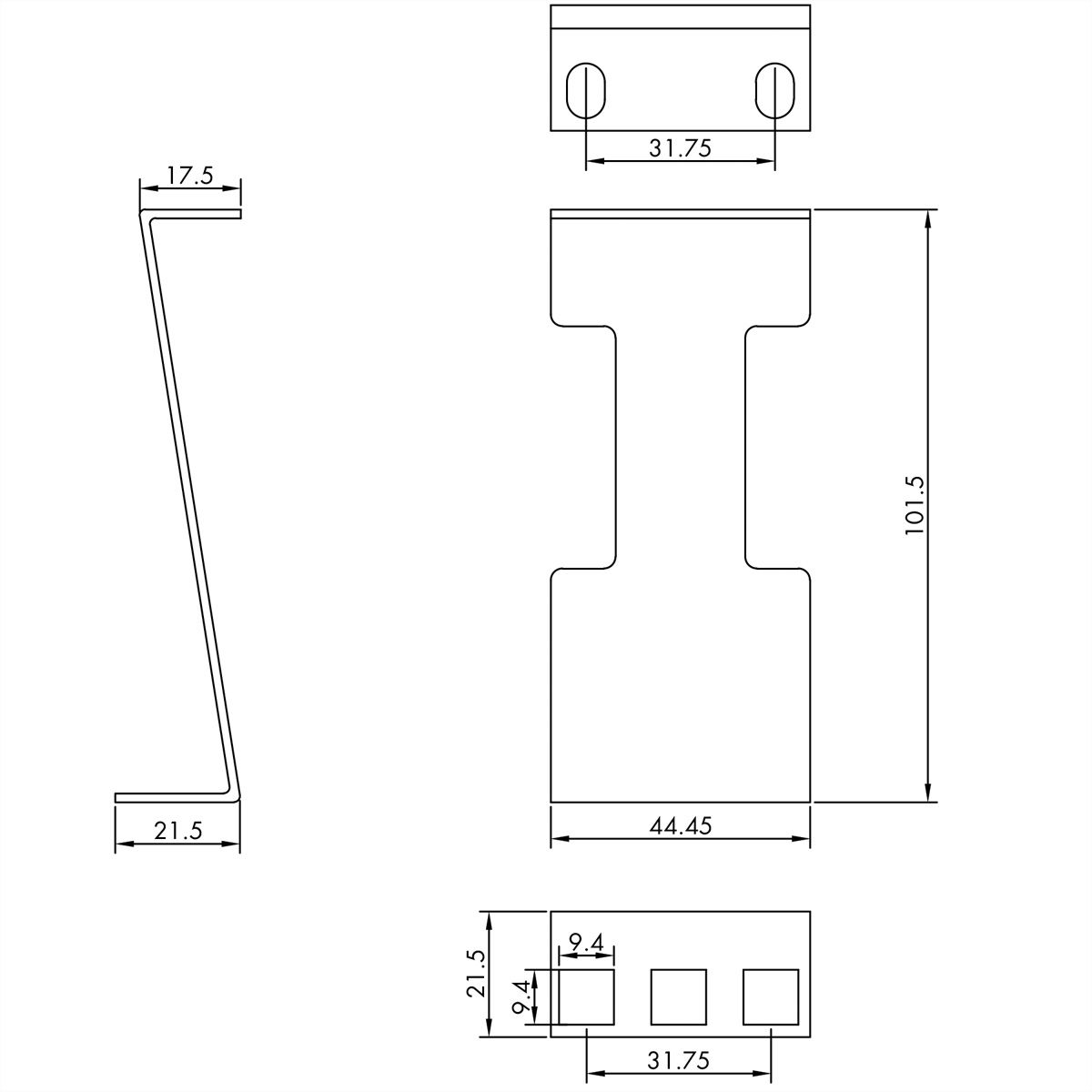 VALUE 19" Rack Depth Extender, 2 pcs, 1U, metal, 101.5mm
